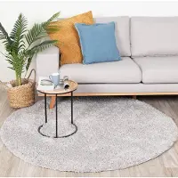 NATURL. Tapis rond à poils longs - Lofty Gris Clair | Ø 150 cm | Rond | Pile haute