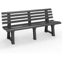 IPAE Progarden Banc de jardin Parc Terrasse Extérieur gris PVC - 145x49x74 cm Jardin