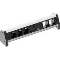 Bachmann DESK 1 - Bâti de prises - CA 230 V - entrée, entrée GST18 - raccords de sortie : 3 - Allemagne - noir (902.018)