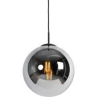 QAZQA Suspension Art Déco noire avec verre fumé 30 cm - Pallon
