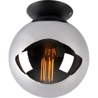 QAZQA Plafonnier Art déco noir avec verre fumé - Pallon