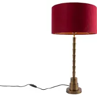 QAZQA Lampe de table Art déco en bronze avec abat-jour en velours rouge 35 cm - Pisos