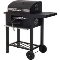 Bigbuy Barbecue à Charbon Portable Noir avec Couverture et Roues - 48,5 x 36 x 96 cm