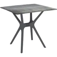 Merkloos Table de jardin en plastique, forme carrée, couleur gris foncé, dimensions 80x80 cm, pour une utilisation en extérieur