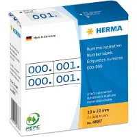 Herma ¿tiquettes de num¿rotation 0-999, 10 x 22 mm, bleues,