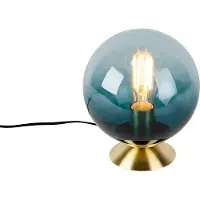 QAZQA Lampe de table Art déco en laiton avec verre bleu océan - Pallon