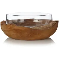 Leonardo Bol Terra avec base en teck, 28 cm