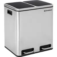 OEM Poubelle de tri sélectif argentée de 30 litres avec pédale, 41 x 36 x 47 cm