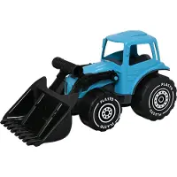 Plasto Tracteur avec chargeur frontal. Turquoise. 32 cm