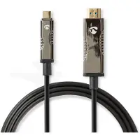 Nedis câble optique USB (actif) - USB-C mâle - HDMI mâle - 18 Gbps - 20.0 m - rond - PVC - noir - emballage carton