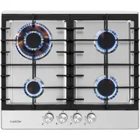 Klarstein Tables de Cuisson à Gaz, Plaque de Cuisson Gaz à 4 Brûleurs, Table de Cuisson Encastrable à 4 Feux de 8100W, Cuisiniere Gaz, Gaziniere Gaz avec Brûleurs en Acier Inoxydable, Cuisinières GP