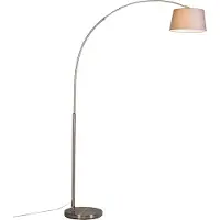 QAZQA Lampe à arc moderne en acier avec abat-jour en tissu gris - Arc Basic