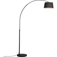 QAZQA Lampe d'arche moderne noire avec abat-jour en tissu noir - Arc Basic