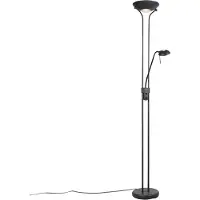 QAZQA Lampadaire noir avec lampe de lecture avec LED et variateur - Diva 2