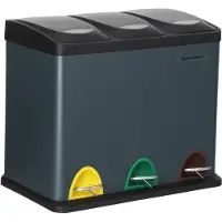OEM Poubelle en acier inoxydable de 24 litres avec pédale, 3-en-1, grise