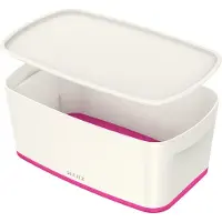 Esselte 5229-10-23 Boîte de rangement MyBox Petite - A5, avec couvercle, ABS, blanc/rose