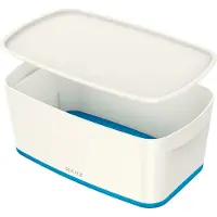 Leitz 5229-10-36 5229 Boîte de rangement MyBox Petite - A5, avec couvercle, ABS, blanc/bleu
