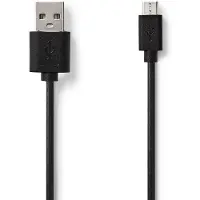 Nedis Câble USB - USB 2.0 - USB-A mâle - USB Micro-B mâle - 9 W - 480 Mbps - Nickelé - 5,00 m - Rond - PVC - Noir - Couvercle