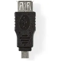 Nedis Adaptateur USB Micro-B | USB 2.0 | USB Micro-B mâle | USB-A femelle | 480 Mbps | Nickelé | PVC | Noir | Blister