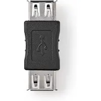 Nedis Adaptateur USB-A | USB 2.0 | USB-A femelle | USB-A femelle | 480 Mbps | Rond | Nickelé | PVC | Noir | Boîte