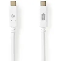 Nedis Câble USB | USB 3.2 Gen 2 | USB-C mâle | USB-C mâle | 100 W | 4K@60Hz | 10 Gbps | Nickelé | 1,00 m | Rond | PVC | Blanc | Boîte