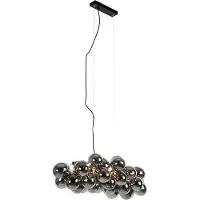 QAZQA Suspension Art Déco noire avec verre fumé 8 lumières - Uvas