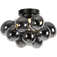 QAZQA Plafonnier intelligent noir avec verre fumé 3 lumières avec Zigbee G9 - Uvas