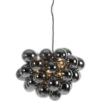 QAZQA Suspension design noire avec verre fumé rond 8 lumières - Uvas