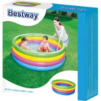 Bestway Pataugeoire gonflable enfants à 3 anneaux multicolore