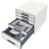 Leitz Wow Desk Cube 5 Drawers 1 Large And 4 Small Buc Drawers Blanc Enfants