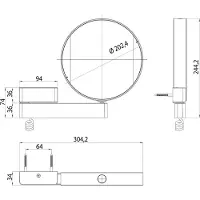 Emco Miroir de soins de beauté et de rasage à LED , réfléchissant des deux côtés, grossissement 3 et 7 fois, rond, éclairage à LED, bras articulé, câble spiralé et fiche., 109506018