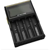 Nitecore Chargeur Digicharger D4EU pour Li-ion, IMR (par exemple. 18650,26650) & NiMH- u. NiCd (par exemple, AA, AAA)