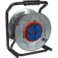 Perel Enrouleur Professionnel Avec Syst,me Anti-rotation - Cable En N,opr,ne - 40 M - 3g2 5 - 4 Prises
