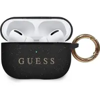 GUESS Guacapsilglbk Airpods Pro Cover Czarny/Black Silicone Glitter