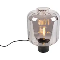 QAZQA Lampe de table design noire avec verre fumé - Qara