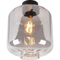 QAZQA Plafonnier design noir avec verre fumé - Qara