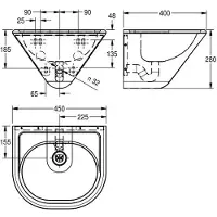 Franke Meuble de salle de bain individuel , modèle ANIMA, en acier inoxydable, dimensions 450x280x400 mm, forme conique, avec bonde