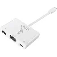 Lindy USB de type C vers (USB-A, USB-C, VGA, 5 cm), Adaptateur données + vidéo, Blanc