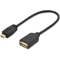 Ednet - Adaptateur USB - Micro-USB de type B (M) pour USB (F) - USB 2.0 OTG - 20 cm - moulé - noir