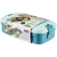 Curver Boîte avec couverts - - Lunch&amp;Go - Bleu - Rectangulaire - Compatible lave-vaisselle
