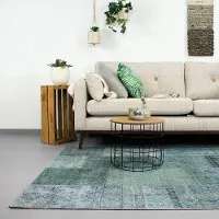 FRAAI Tapis patchwork - Estate Bleu/Vert | 80x150 cm | Rectangulaire | Tissage plat