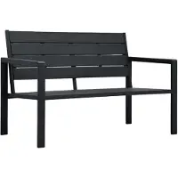 vidaXL Banc de jardin "Polleben" en PEHD (polyéthylène haute densité) + acier noir. Dimensions (L/H/P) 120x78x64 cm