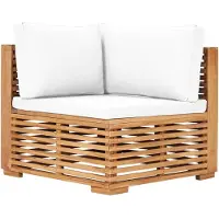vidaXL Canapé d'angle de jardin avec revêtement blanc crème en teck massif