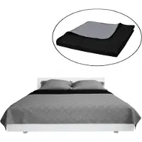 vidaXL Couvre-lit double face matelassé noir/gris 220x240 cm
