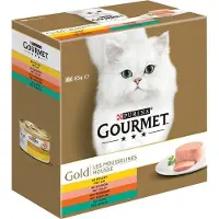 Gourmet Gold Mousseline Poulet/Saumon/Rognons/Lapin pour chat