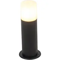 QAZQA Lampe d'extérieur sur pied noire avec abat-jour opale blanc 30 cm IP44 - Odense