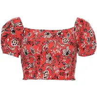 Superdry Kala Smocked 3/4 Sleeve Top Rouge L Femme