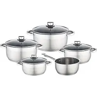 Big Buy Cooking Ensemble de casseroles et poêles Baumalu, acier inoxydable, 9 pièces