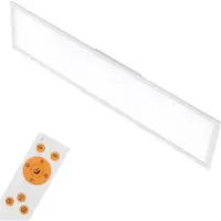 Briloner Plafonnier LEUCHTEN PIATTO, 36 W, 3800 lm, IP20, blanc, plastique-métal, intensité lumineuse variable, avec télécommande, CCT, 119,5 x 29,5 x 4,8 cm