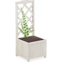 Relaxdays relaxdays, blanc Jardinière treillis espalier Tuteur plantes grimpantes bac à fleurs bois vigne rose 20 L, 90 cm
